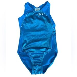 GK Girls Shiny Blue Gymnastics Leotard Size Child Large